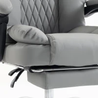 HOMCOM Sillón de Oficina Masajeador Vibrante y con Calefacción, Silla de Oficina Ergonómica en PU, Respaldo Reclinable, Reposacabezas, Gris(m-6)