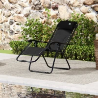 Outsunny Zero Gravity Lounger Chair, Folding Reclining Patio Chair with Padded Seat, Cup Holder, Soft Cushion and Headrest for Poolside, Camping, Black(m-10)