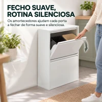 HOMCOM Caixote do Lixo de Reciclagem 4x15 L (60 L), 4 Compartimentos Estreitos em Aço, Fecho Suave, Branco(m-6)