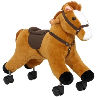 AIYAPLAY Cavallo Cavalcabile per Bambini con Suoni Realistici, Ruote Scorrevoli, Carico 50kg, 18-36 Mesi, Marrone(m-1)