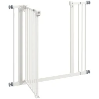 PawHut Türschutzgitter für Hunde, Absperrgitter, Schutzgitter für Haustiere, Metall, Kunststoff, 74-87 cm, Weiß(m-8)