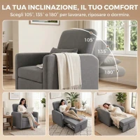 HOMCOM Poltrona Letto 3 in 1 Estraibile con Schienale Regolabile(m-5)