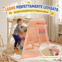 AIYAPLAY Struttura da Arrampicata per Bambini 7 in 1 in Legno, Scivolo Reversibile, Parco Giochi Montessori, 3-6 Anni(m-7)