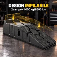 HOMCOM Set da 2 Rampe Auto Antiscivolo Impilabili 4000kg 90x29.5x22.5 cm(m-4)
