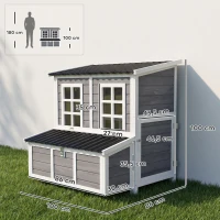 PawHut Poulailler en bois XL avec nichoir 3 compartiments tiroir amovible toit imperméable porte-rampe 100x86x100cm gris(m-3)
