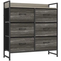 HOMCOM Cómoda con 6 Cajones Plegables Cajonera de Tela con Estructura de Acero Estilo Industrial 79x29x85 cm Gris(m-1)