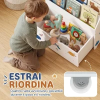 AIYAPLAY Libreria per bambini con cassetto mobile, 3 ripiani, 3-8 anni, bianco(m-6)