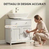 HOMCOM Mobiletto Sottolavabo Salvaspazio con Cassetto e Armadietto, 60x30x60 cm, Bianco(m-7)