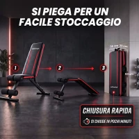 SPORTNOW Panca Pesi Regolabile per Palestra Domestica, Panca Pieghevole con Bande di Resistenza(m-6)