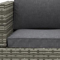 Outsunny Single Rattan Garden Chair, PE Wicker Garden Armchair with Cushions, Outdoor Rattan Chair with Armrests and Steel Frame for Conservatory, Porch, Patio, Balcony, Dark Grey(m-8)