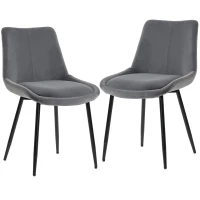 HOMCOM Set 2 Sedie da Pranzo in Velluto con Cuscino di Seduta, Grigio Scuro(m-1)