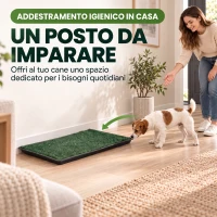 PawHut Lettiera per Cani con Prato Sintetico, Vassoio e Sistema di Drenaggio, 88x56.5 cm per Interni ed Esterni, Verde(m-4)