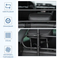 PawHut Auto hondenrek verstelbaar scheidingsrek bagagerek zwart(m-4)