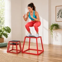 SPORTNOW Set Box Pliometrici Trapezoidali Antiscivolo, 30.5-61 cm, Rosso(m-8)