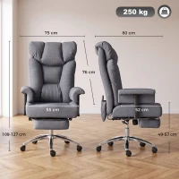 HOMCOM 250 kg Big and Tall Massage Office Chair with Heat, High Back, Height Adjustable Linen Executive Desk Chair, Dark Grey(m-3)