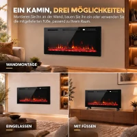 HOMCOM Elektrokamin mit Flammeneffekt und Wandkamin mit Fernbedienung(m-4)