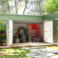 Outsunny Copribidoni in Acciaio per 3 Cassonetti da 240L con 2 Porte e Coperchio, 233x105x118.5/133 cm, Argento(m-8)