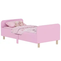 AIYAPLAY Kinderbettgestell, Einzelbettrahmen für Kinder, Schutzgitter, kleines Bett für Kinderzimmer, MDF, ohne Matratze, Rosa(m-12)