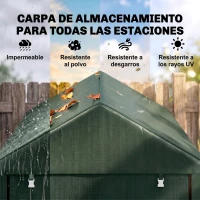 Outsunny Carpa de Jardín para Herramientas 1,2x1,8x1,65 m con 2 Habitaciones Puerta con Cremallera Impermeable Anti-UV Verde(m-4)