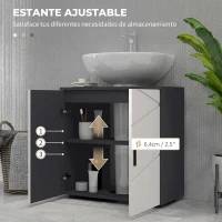 kleankin Mueble Bajo Lavabo con 2 Puertas y Estante Ajustable Armario de Baño para Lavabo con Pedestal 60x30x60 cm Gris Claro(m-5)