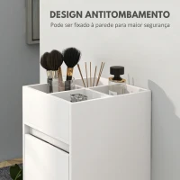 HOMCOM Armário Estreito para Casa de Banho com 3 Gavetas, 4 Compartimentos Superiores e Toalheiro 35x30x90 cm Branco(m-5)