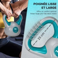 SPORTNOW Kettlebell 10 kg, haltère avec poignée ergonomique, haltère à boule, musculation, entraînement, 25 x 16 x 27,5 cm, bleu(m-4)