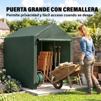 Outsunny Carpa de Jardín para Herramientas 1,2x1,8x1,65 m con 2 Habitaciones Puerta con Cremallera Impermeable Anti-UV Verde(m-6)
