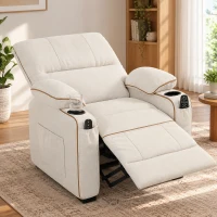 HOMCOM Electric Massage Recliner Armchair with Vibration, Heat, Whisper-Quiet Motor, Memory Function, Spring Pack, Beige(m-2)
