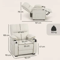 HOMCOM Electric Massage Recliner Armchair with Vibration, Heat, Whisper-Quiet Motor, Memory Function, Spring Pack, Beige(m-3)