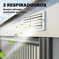 Outsunny Abrigo de Jardim 2,81 m² em Aço Galvanizado com Prateleiras Ajustáveis, Porta de Correr e Kit de Base, Branco(m-8)
