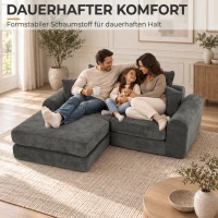 HOMCOM Modulaire hoek-slaapbank, omvormbaar, zacht design zonder harde randen, 76 cm zitdiepte, hoogdicht schuim, donkergrijs(m-5)