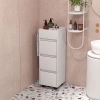 HOMCOM Armário Estreito para Casa de Banho com 3 Gavetas, 4 Compartimentos Superiores e Toalheiro 35x30x90 cm Branco(m-7)