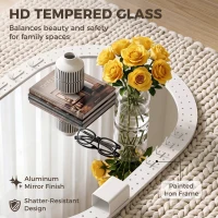 HOMCOM Oval Wall Mirror, 60 x 90 cm Decorative Hanging Mirror with Pegboard Frame, Wall-Mounted, White(m-6)