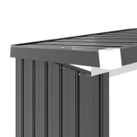 Outsunny Abri-bûches couvert support pour bois de chauffage plancher surélevé toit incliné, acier galvanisé 150x66,5x150cm gris(m-10)