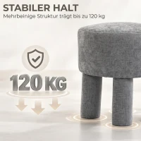 HOMCOM Fußhocker aus modernem Chenille Polsterhocker mit Holzbeinen 43 cm Hellgrau(m-6)