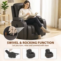 HOMCOM PU Leather Recliner Chair, Recliner Armchair with Extended Footrest, Cup Holders and Side Pockets, Dark Brown(m-6)