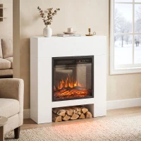 HOMCOM Elektrokamin mit Kaminsims Heizung TV-Stand Kamin inkl Fernbedienung 50 Zoll 75cm Weiß(m-10)