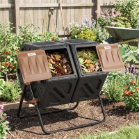 Outsunny 130L Double Chamber Composter - Black(m-9)