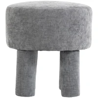 HOMCOM Fußhocker aus modernem Chenille Polsterhocker mit Holzbeinen 43 cm Hellgrau(m-1)