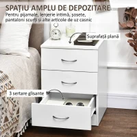 HOMCOM Noptieră pentru Dormitor cu 3 Sertare, 40X35x58 cm, Albă(m-4)