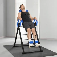 HOMCOM Tabla de Inversión Plegable con Inclinación hasta 90° y Cinturones de Seguridad 79x114x153 cm Azul y Negro(m-9)