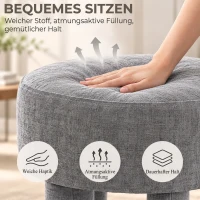 HOMCOM Fußhocker aus modernem Chenille Polsterhocker mit Holzbeinen 43 cm Hellgrau(m-5)