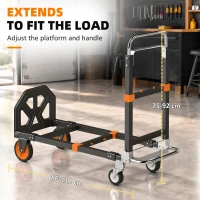 HOMCOM 2-in-1 Folding Sack Truck & Platform Trolley, Heavy Duty 220kg/120kg Hand Truck with Adjustable Platform & Handle(m-6)