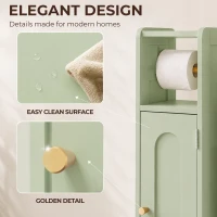 HOMCOM Small Bathroom Storage Cabinet with Toilet Roll Holder - Light Green(m-7)