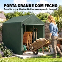 Outsunny Abrigo para Ferramentas Bicicletas e Motos 120x179x165 cm Garagem Portátil com 2 Habitações Verde Escuro(m-6)