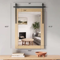HOMCOM 110 x 66 cm Rectangle Mirror, Farmhouse Wall Mirror for Living Room, Bedroom, Hallway, White Oak(m-3)