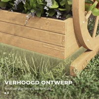 Outsunny Verhoogd plantenbed, 3 niveaus, wagenwiel-decor, natuurhout, 62 x 61 x 57 cm(m-6)