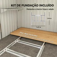 Outsunny Abrigo de Jardim Exterior 2,81 m² em Aço Galvanizado com Prateleiras Ajustáveis, Porta de Correr e Kit de Base, Cinzento Escuro(m-6)