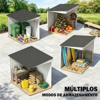 Outsunny Abrigo de Jardim 2,81 m² em Aço Galvanizado com Prateleiras Ajustáveis, Porta de Correr e Kit de Base, Branco(m-9)