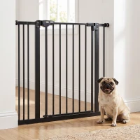 PawHut Adjustable Safety Gate w/ One Extensions, Four Adjustable Screws, Black(m-8)